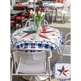 thumbnail image 4 of Outdoor Tablecloth with Umbrella Hole and Zipper, Independence Day Round Table Cloth 54 Inch Waterproof Tablecloth, American Flag Star Wooden Buffalo Check Picnic Table Cover for Patio Camping, 4 of 7