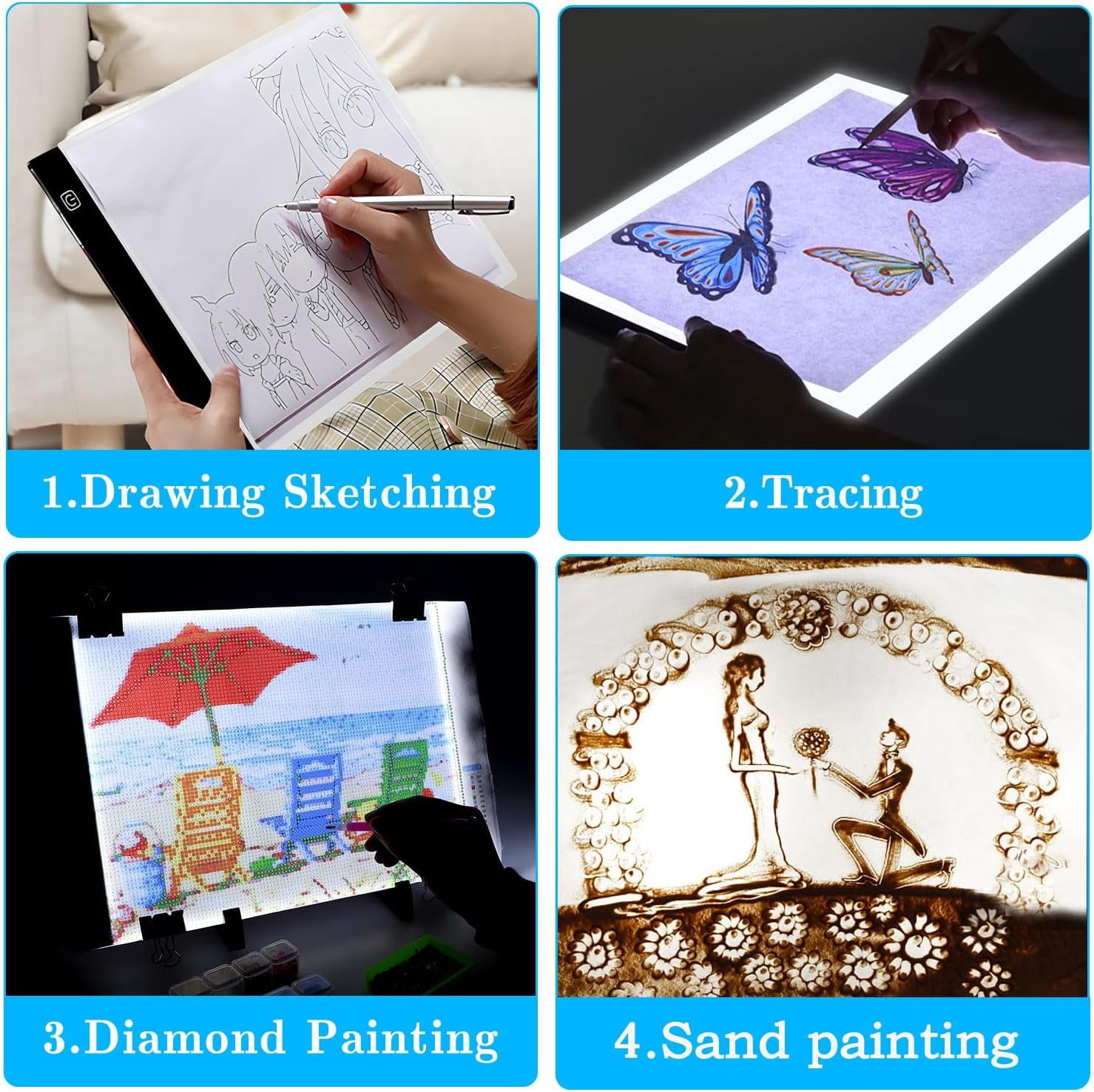 183PCS A4 Diamond Painting Light Pad Kit, Light Board for Diamond Painting Accessories, Tracing Light Box with 5D Painting Tools Set for Full Drill & Partial Drill Art