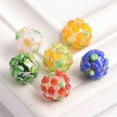 thumbnail image 2 of U8MO 5pcs 12mm Handmade Flower Round Lampwork Glass Charm Loose Beads DIY Jewelry-Lt Green White, 2 of 6