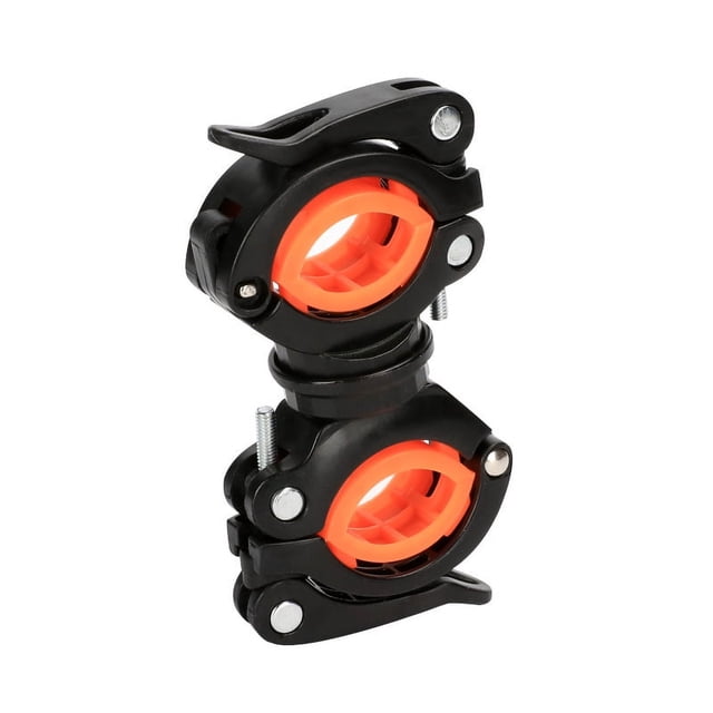 360° Rotatable Bicycle Headlight Mount, Sturdy & Durable Front Light Holder for Mountain Bikes & Sport Bikes - Secure Fixation, Easy Installation, Compact Design Cycling Accessory (Black + Orange)