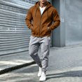 thumbnail image 4 of Mens 2 Piece Suits Full Zipper Drawstring Hooded Sweatshirts Elastic Waist Joggers Solid Color Fashion Comfy Outfits Brown XXL, 4 of 7