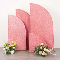 Efavormart Set of 4 Rose Gold Chiara Backdrop Stand Covers Shimmer Tinsel Finish, Fitted Covers For Half Moon Wedding Arches - 2.5ft, 5ft, 6ft, 7ft