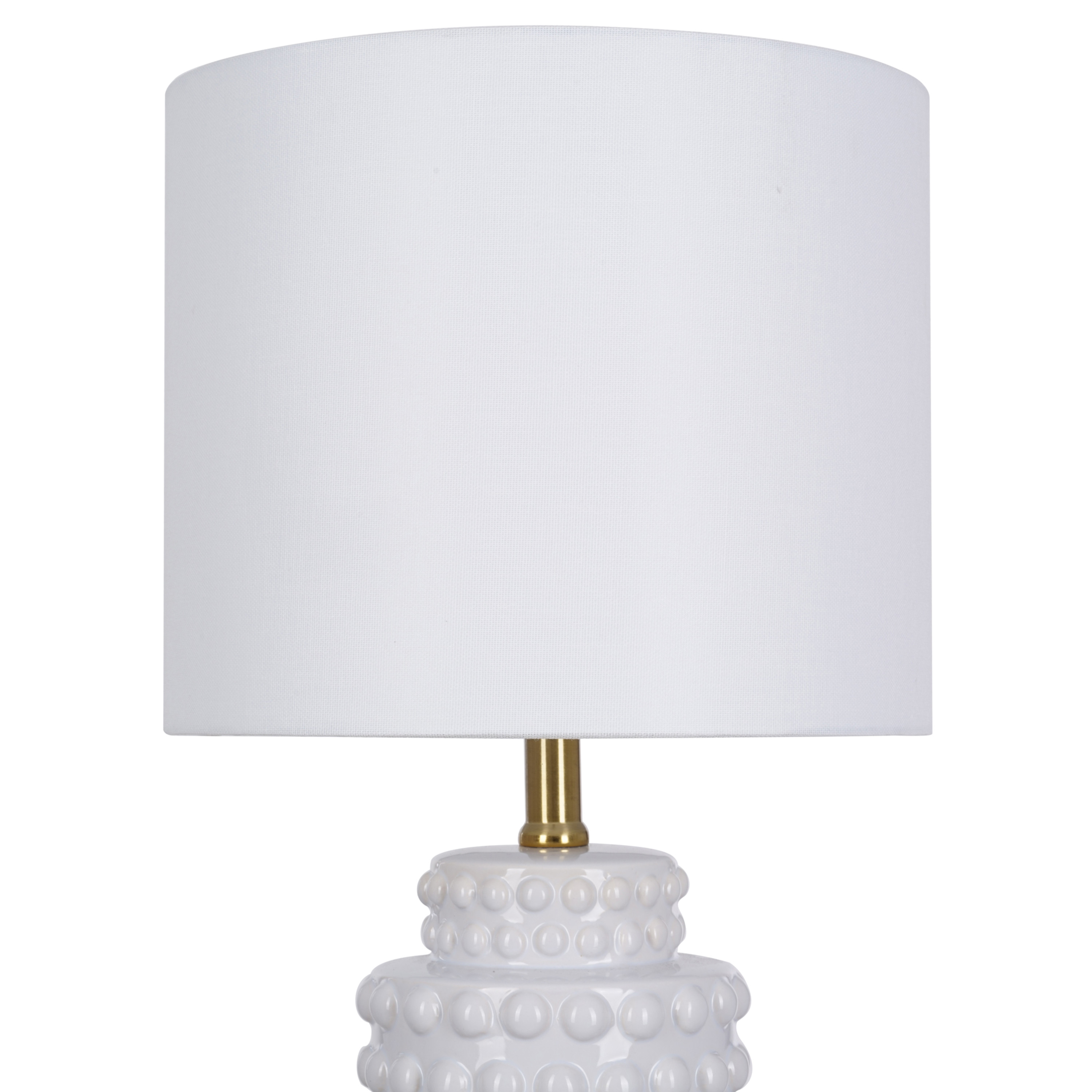 My Texas House 21" Hob-Nail Ceramic Table Lamp, Brass Accents, White Finish - image 4 of 8
