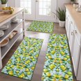 thumbnail image 2 of Yellow Lemon Flowers LightBlue Pattern Kitchen Rugs Sets Of 3,Kitchen Runner Rugs Non Skid Washable,Decorative Kitchen Floor Mats for Kitchen,Sink,Laundry,17"x30"+ 17"x47" + 17"x59", 2 of 6