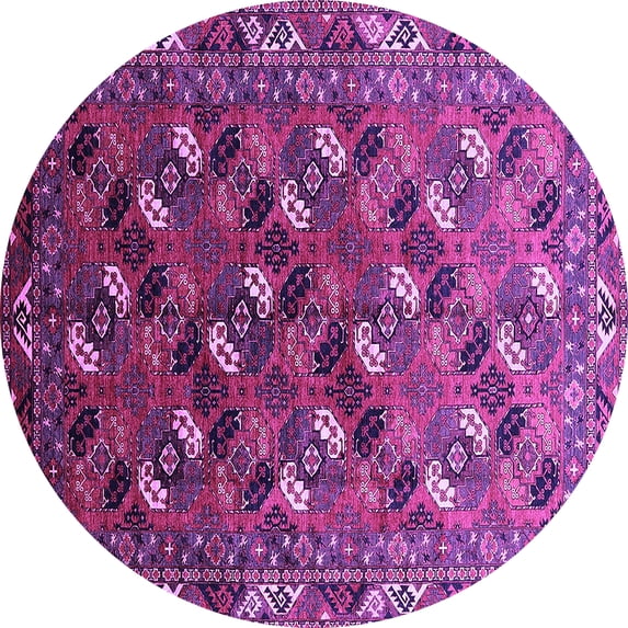 Ahgly Company Indoor Round Oriental Purple Industrial Area Rugs, 4' Round
