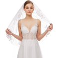 thumbnail image 1 of Bridal Veil Women's Simple Tulle Short Wedding Veil Ribbon Edge With Comb for Wedding Bachelorette Hen Party, 1 of 6