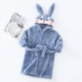 thumbnail image 2 of NOLDARES Girls Boys Fleece Hooded Robe Warm Sleepwear for Toddler Kids Soft Fuzzy Bathrobe Gifts,Blue,10-12 Y, 2 of 5