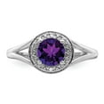 thumbnail image 4 of 925 Sterling Silver Rhodium-plated Diam. & Amethyst Ring Size: 6; for Adults and Teens; for Women and Men, 4 of 5