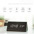 thumbnail image 3 of pitrice Creative Digital Clock Wooden Electronic LED Time Display Temperature and Humidity Detect Clock for Bedroom, 3 of 7