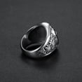 thumbnail image 3 of Mens Stainless Steel Lion Head Ring With Black Diamond Accent U Shape Bold Statement Jewelry Gift For Festivals, 3 of 5
