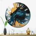 thumbnail image 2 of Designart "Elegant Dark Blue and Gold Strokes XI" Fractals Oversized Wall Clock, 2 of 5