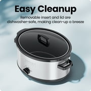 Chefman 7-Quart Family Size Electric Slow Cooker, Dishwasher-Safe Crock - Stainless Steel