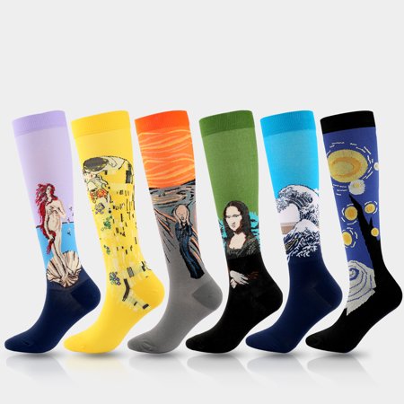 DNAKEN (6 pairs) Compression Socks for Women & Men Circulationis Best Support for Athletic Running,Hiking,Nursing softball socks cute compression socks women