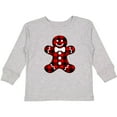 thumbnail image 3 of Inktastic Buffalo Plaid Gingerbread Man Boys or Girls Long Sleeve Toddler T-Shirt, 3 of 5