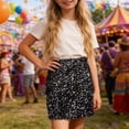 thumbnail image 2 of RMGVDSD Girls Sequin Skirt Fashionable High Waisted Sparkling Glitter Party Mini Skirts Carnival Party Casual Wear Cute Birthday Outfit 9-10 Years, 2 of 5