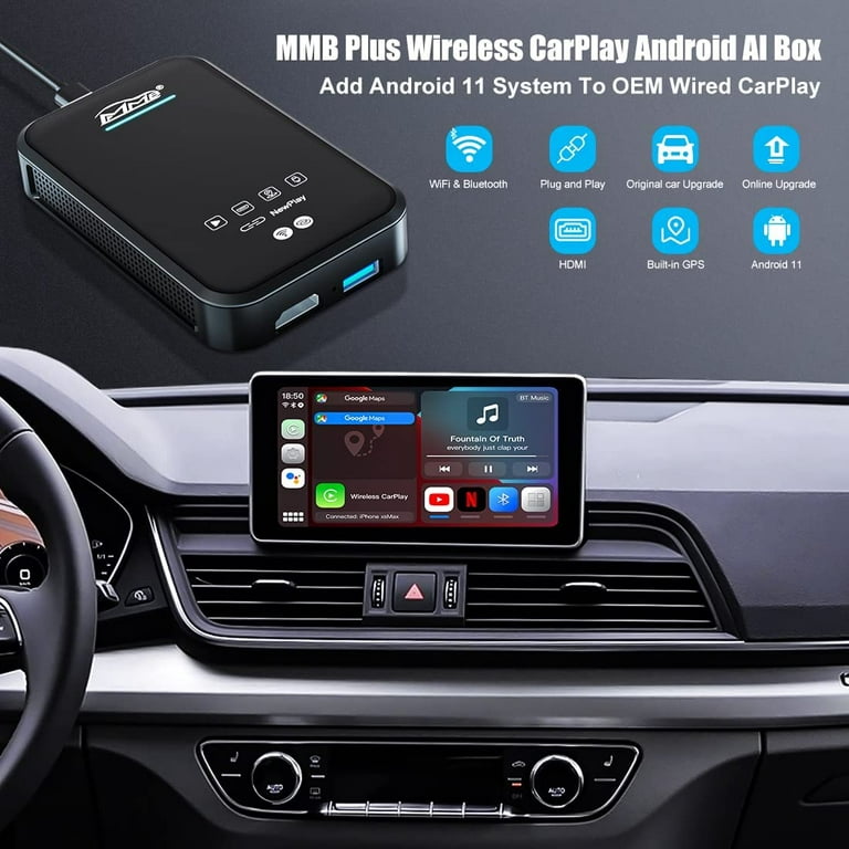 MMB 2022 Carplay Wireless Adapter Multimedia Video Box for Cars with OEM  Carplay, CarPlay Ai Box, Add Android 11 System to Factory Radio, Wireless  Android auto, HDMI Output, Built-in GPS, Plug&Play 