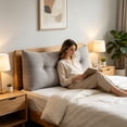 thumbnail image 3 of Triangle Reading Pillow Wedge Headboard Large Back Support Cushion, Tufted Cotton Linen Bolster for Sitting Up in Bed, Daybed Rest Pillow Lumbar Support Leg Positioning Comfort, 3 of 3