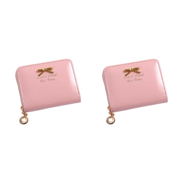 Qarigey Tarjetero pequeño y elegante para un fácil acceso, carteras pequeñas, monederos, monederos fáciles de guardar en el bolso, color rosa 2Conjunto