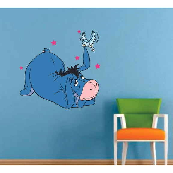 Eeyore And Baby Bird Playing Cute Decors Wall Sticker Art Design Decal for Girls Boys Kids Room Bedroom Nursery Kindergarten House Fun Home Decor Stickers Wall Art Vinyl Decoration (18x20 inch)