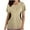 Khaki, variant on Njoeus Women V-Neck Scrub Top Basic Workwear Loose Short Sleeve Scrub Tops with 2-Pocket S-XXL