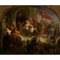 thumbnail image 2 of Wincenty Smokowski 23x20 Gold Ornate Framed and Double Matted Museum Art Print Titled - Entry of Bolesław the Brave into Kiev (1830s), 2 of 4