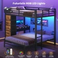 thumbnail image 4 of Afuhokles Bunk Bed with Desk, Full Over Full Bunk Beds with 5 Storage Drawers and Charging Station, Rustic Brown, 4 of 9