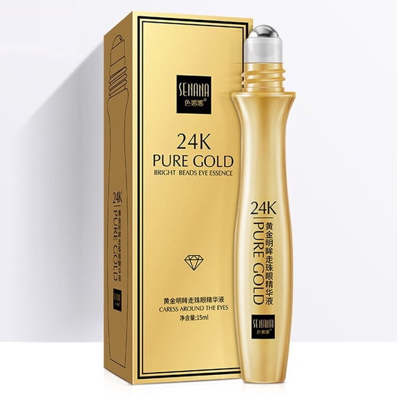24K Gold Eye Serum Peptide Collagen Cream Roll-on Essence Anti Wrinkle Puffiness