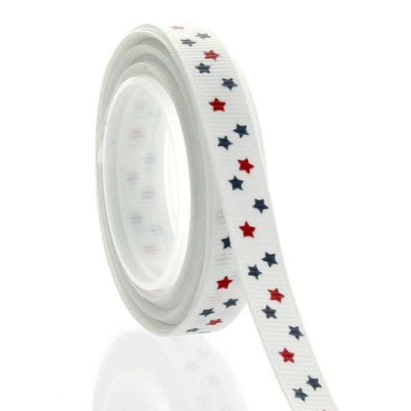 3/8" Red/Navy Star Grosgrain Ribbon 5 Yard