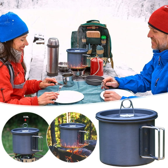 Ultralight Camping Mug, Food-Grade Aluminum Portable Water Cup, 300ml Boiling Kettle for Hiking, Mountaineering, Outdoor Cooking, Compact Travel Accessory