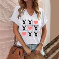 thumbnail image 6 of Love Heart Tee Shirt Women Cute Valentine's Day Tops Short Sleeve T-Shirts Notch V Neck Basic Tees, 6 of 6