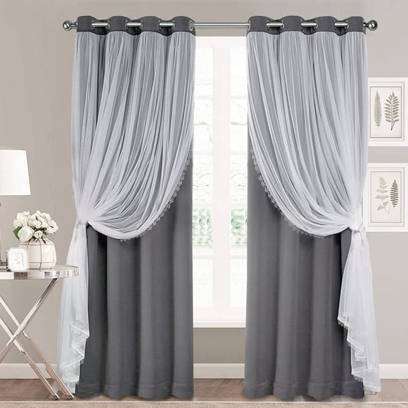 Cortinas SOFJAGETQ, 132 x 244 cm, doble capa, opacas
