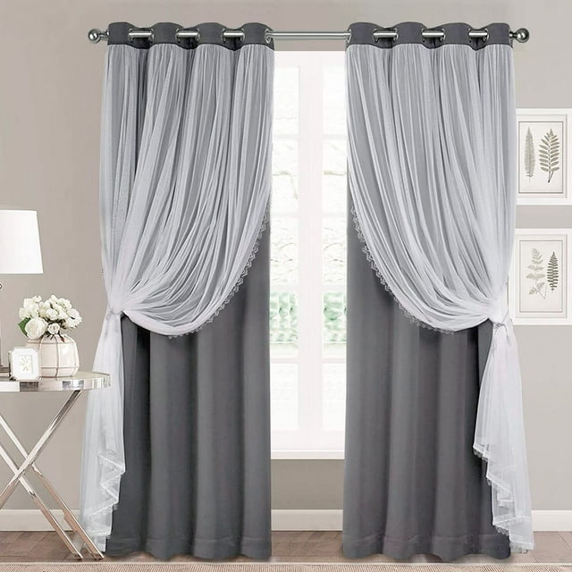 Cortinas SOFJAGETQ, 132 x 244 cm, doble capa, opacas