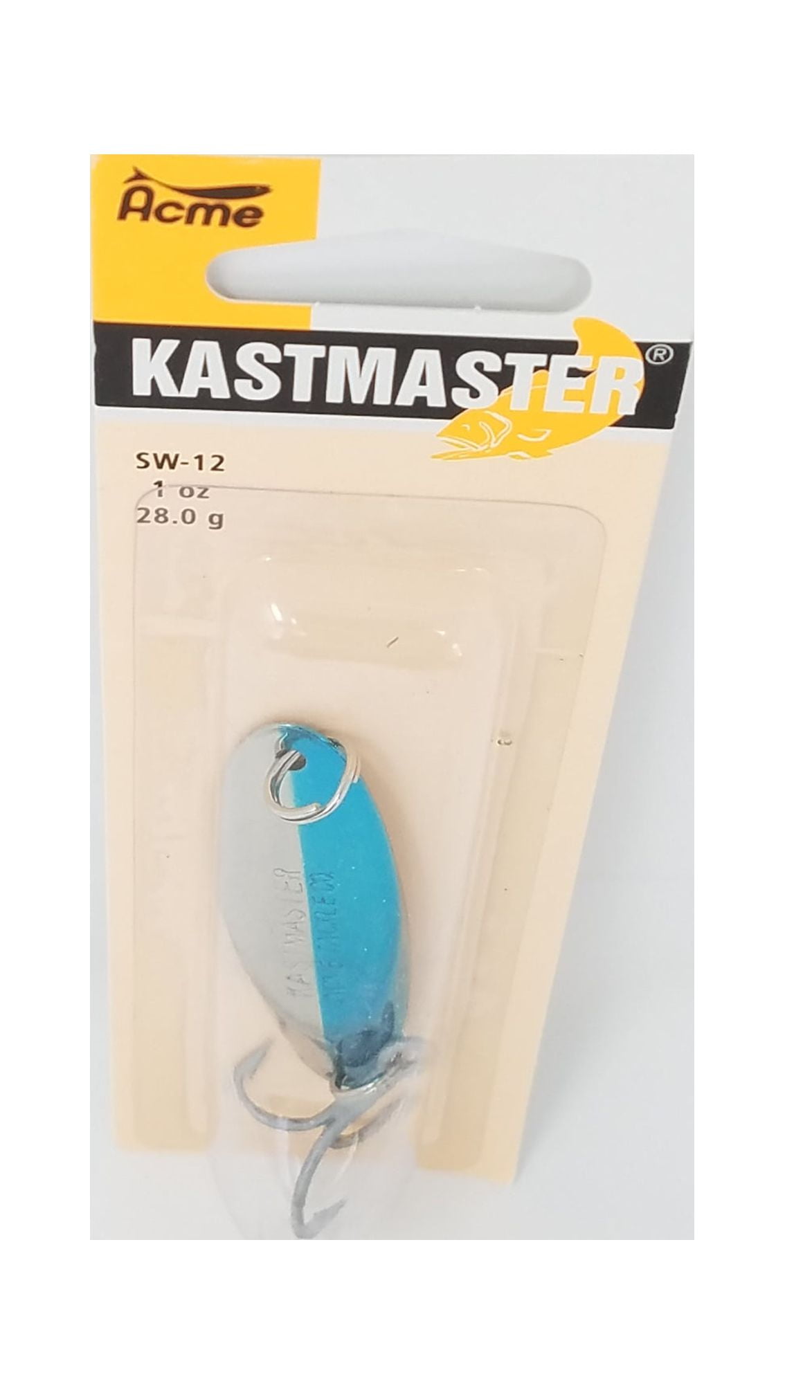 Vintage Acme Kastmaster, 1oz Nickel / Blue fishing spoon #10698