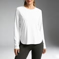 thumbnail image 2 of OIUUAK Womens Long Sleeve Athletic Shirts UV Sun Protection UPF 50+ Quick Dry Workout Yoga Going Out Running Tops Crew Neck, White, 2 of 5