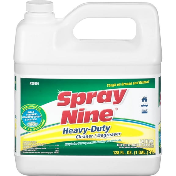 Spray Nine Heavy Duty Cleaner, Degreaser & Disinfectant for Home, Yard Equipment, Automotive & More - Refill for Spray Bottle 1 Gallon (Pack of 1) - 26801