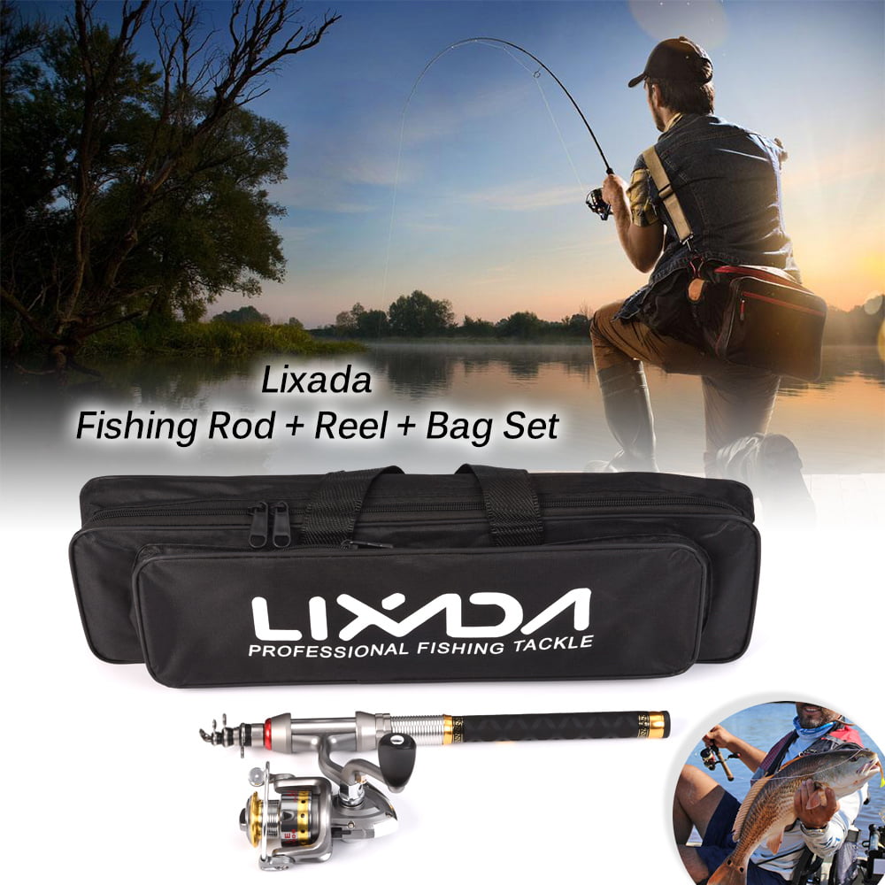 Fly Fishing Pole with Carrier Bag 60Pcs Fishing Access Tackle Box Fishing Organizer Bag for Travel Saltwater Freshwater Fishing Fishing Rod and Reel Combo Full Kit