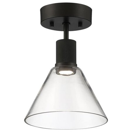 

63146LEDD-MBL-CLR 8 in. Port Nine 1 Light LED Semi-Flush Ceiling Light Clear - Martini - Matte Black