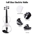 thumbnail image 2 of 4/4 Electric Violin Full Size Wood Silent Fiddle Stringed Instrument Bow Headphone Case White, 2 of 11