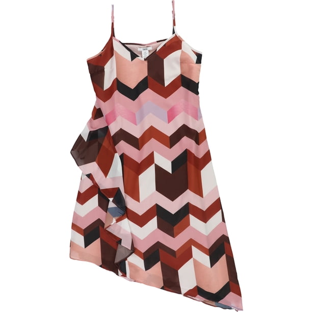 bar III Vestido asimétrico geométrico de línea A para mujer, rosa, extra pequeño