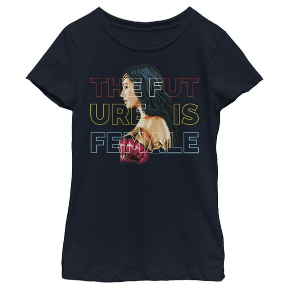 Girl's Wonder Woman 1984 Future is Female Graphic Tee Navy Blue X Small
