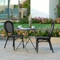 thumbnail image 3 of Emma + Oliver Set of Two Indoor/Outdoor Stacking Thonet Bistro Style Chairs with White & Gray PE Rattan Seat and Natural Bamboo Finished Metal Frame, 3 of 15