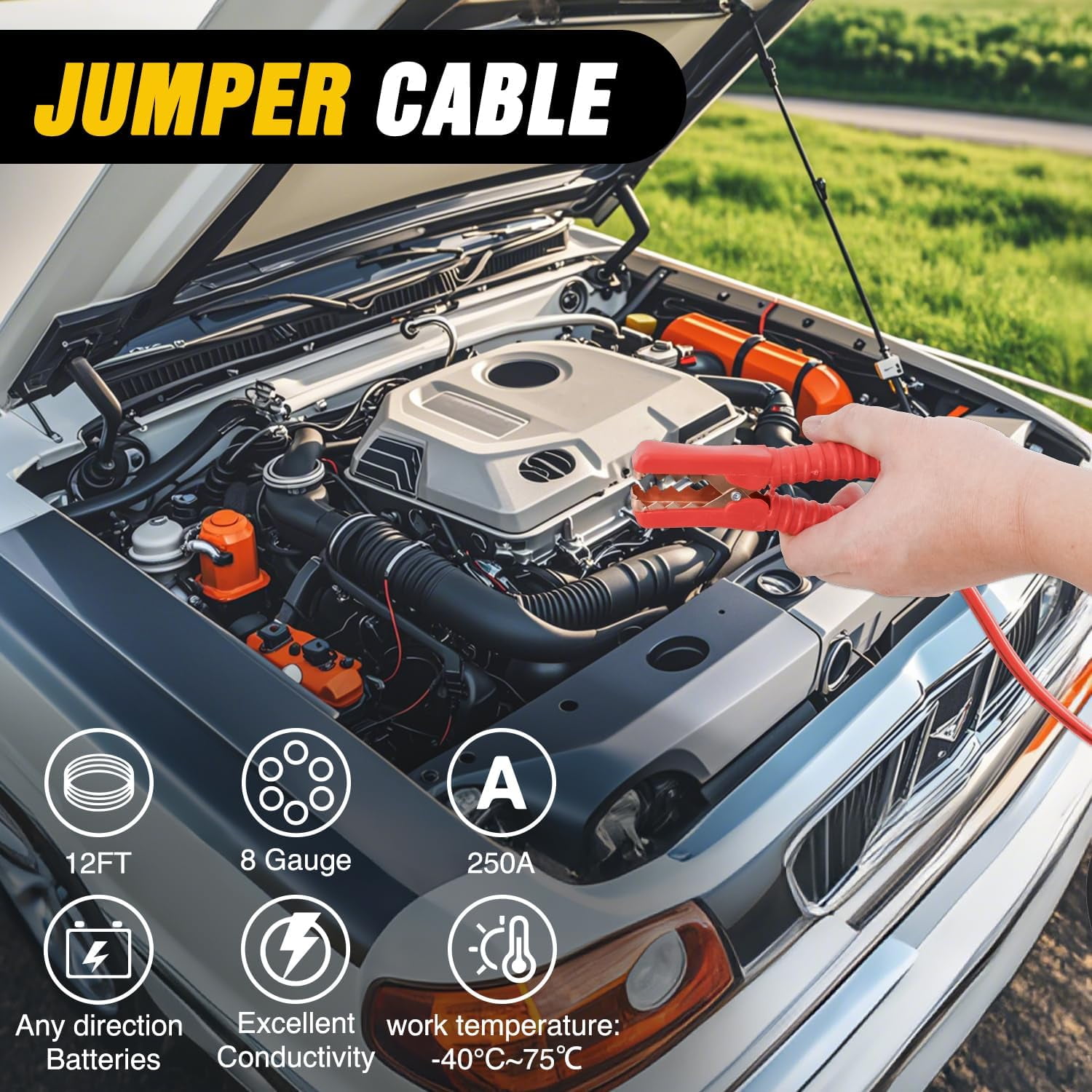 Nilight Car Emergency Kit with Jumper Cable Air Compressor Tire Repair Essential Tools First Aid Alligator Connector Electrical Kit for Travel Camping Outdoor Cars Truck SUV RV