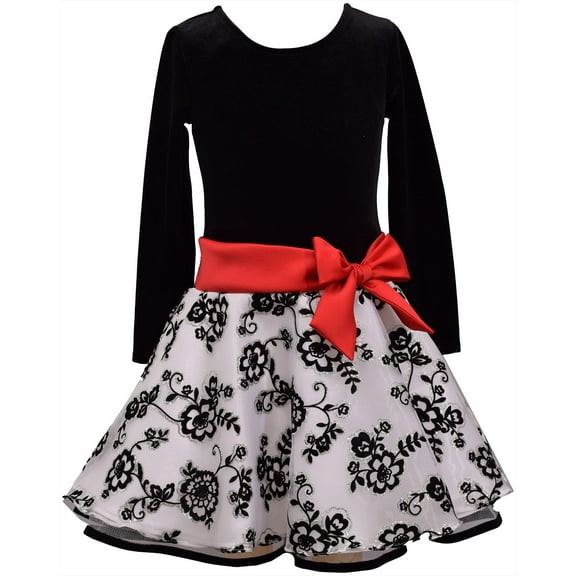 Bonnie Jean Toddler Girls Sparkly Floral Ribbon Dress 16W Short