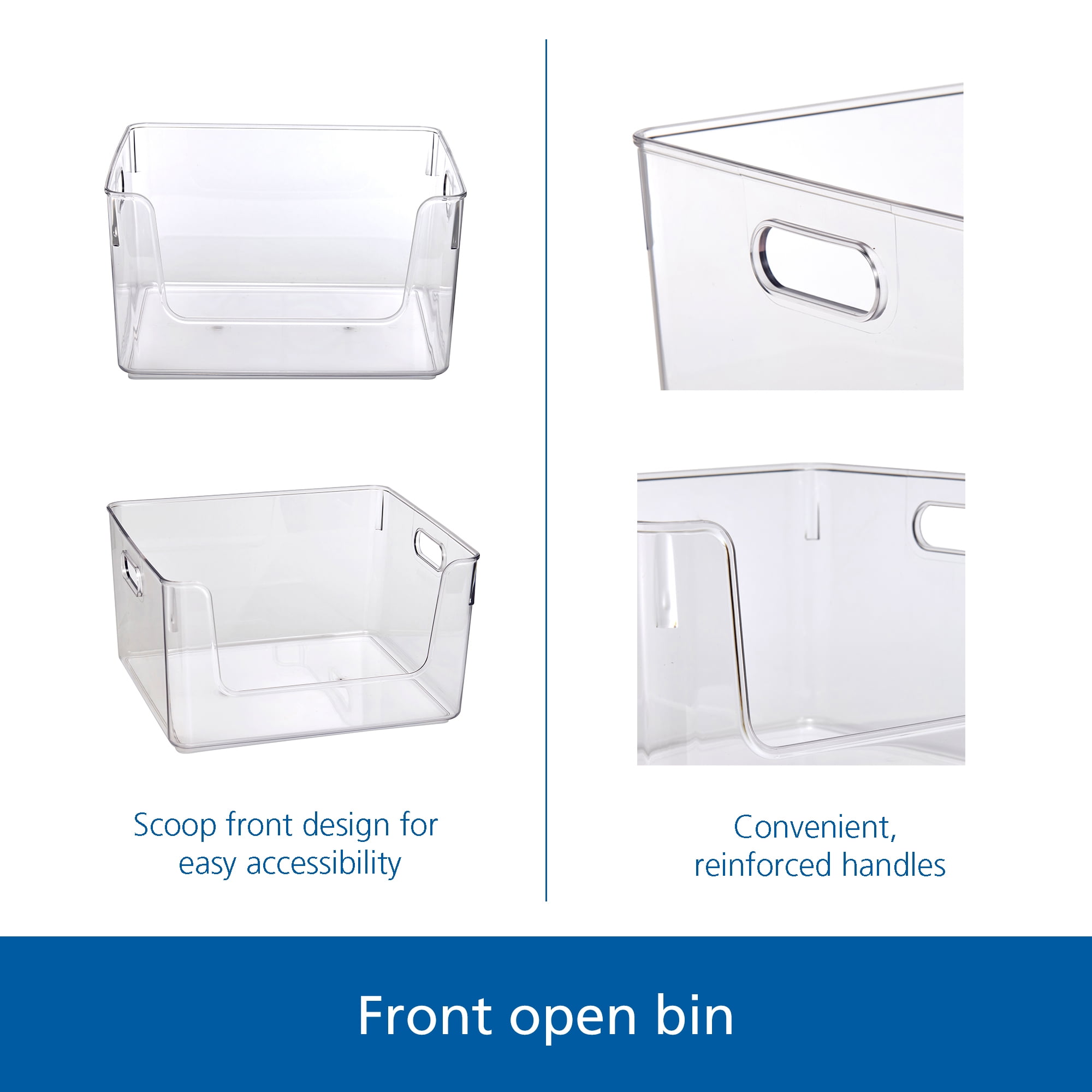 Mainstay - Brandclub - Mainstays Clear Glossy Plastic Open Front Organizer  Bin , Single Size Organizer Bin, Adult Size, image size:2000x2000
