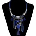 thumbnail image 2 of Collar babero de declaración Zulema Mujeres Vintage Joyas Turquesa Borlas Gargantilla Bohemio Azul, 2 of 8