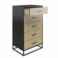 thumbnail image 1 of Novogratz Kelly 5 Drawer Dresser, Faux Rattan & Black Oak, 1 of 9