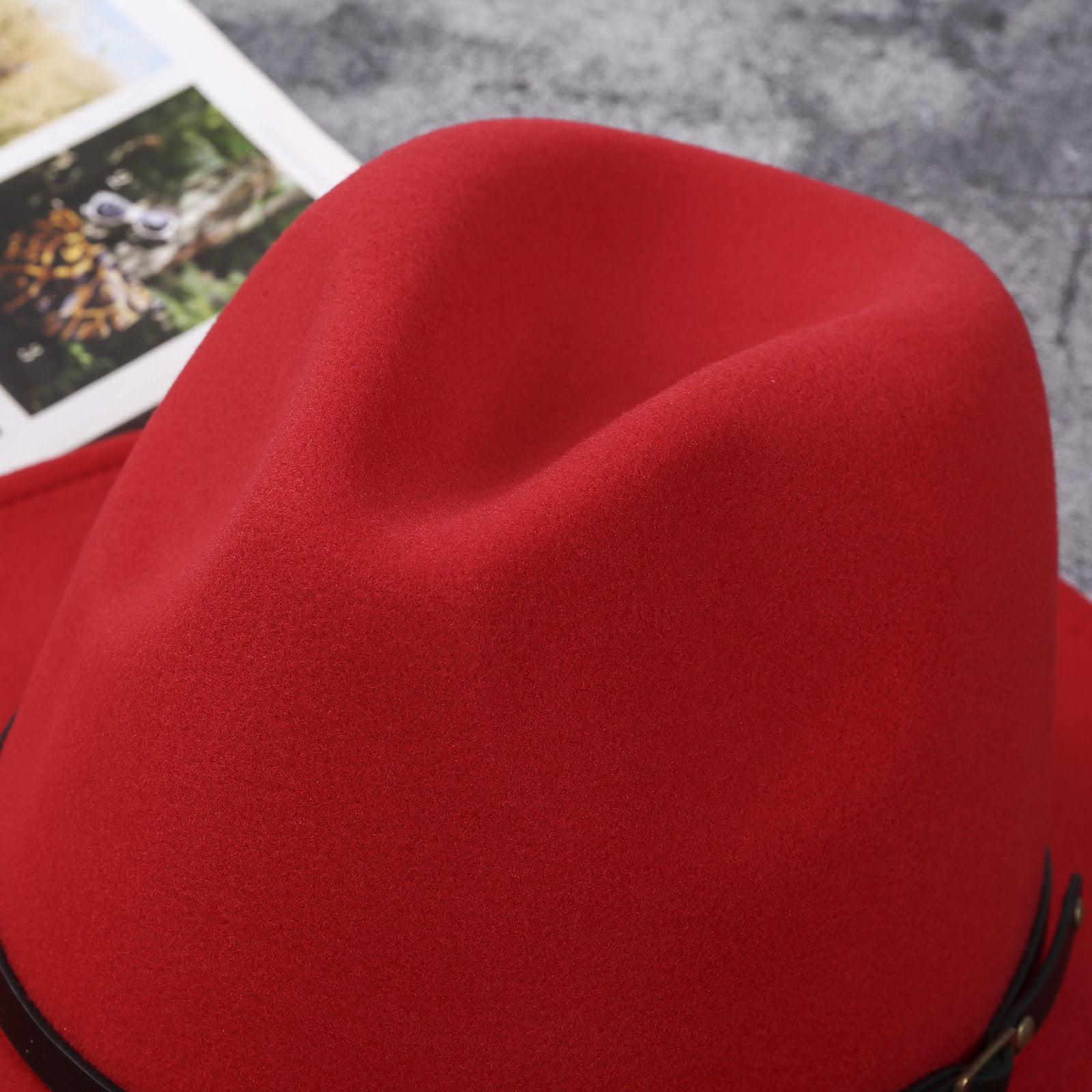 Women Wide Brim Fedora Hat Cotton Polyester Adjustable Belt Outdoor Fashion Lisianthus Men & Women Vintage Wide Brim Fedora Hat with  main image 3