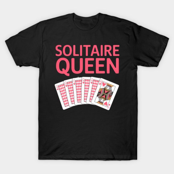 Solitaire Queen Classic Card Game Lover Retro Graphic Design Unisex T-Shirt M11129, up to size 5XL