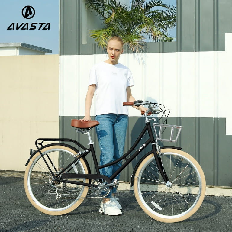 AVASTA 26 Inch Hybrid Bike, Lightweight Step-Through Hi-Ten Steel