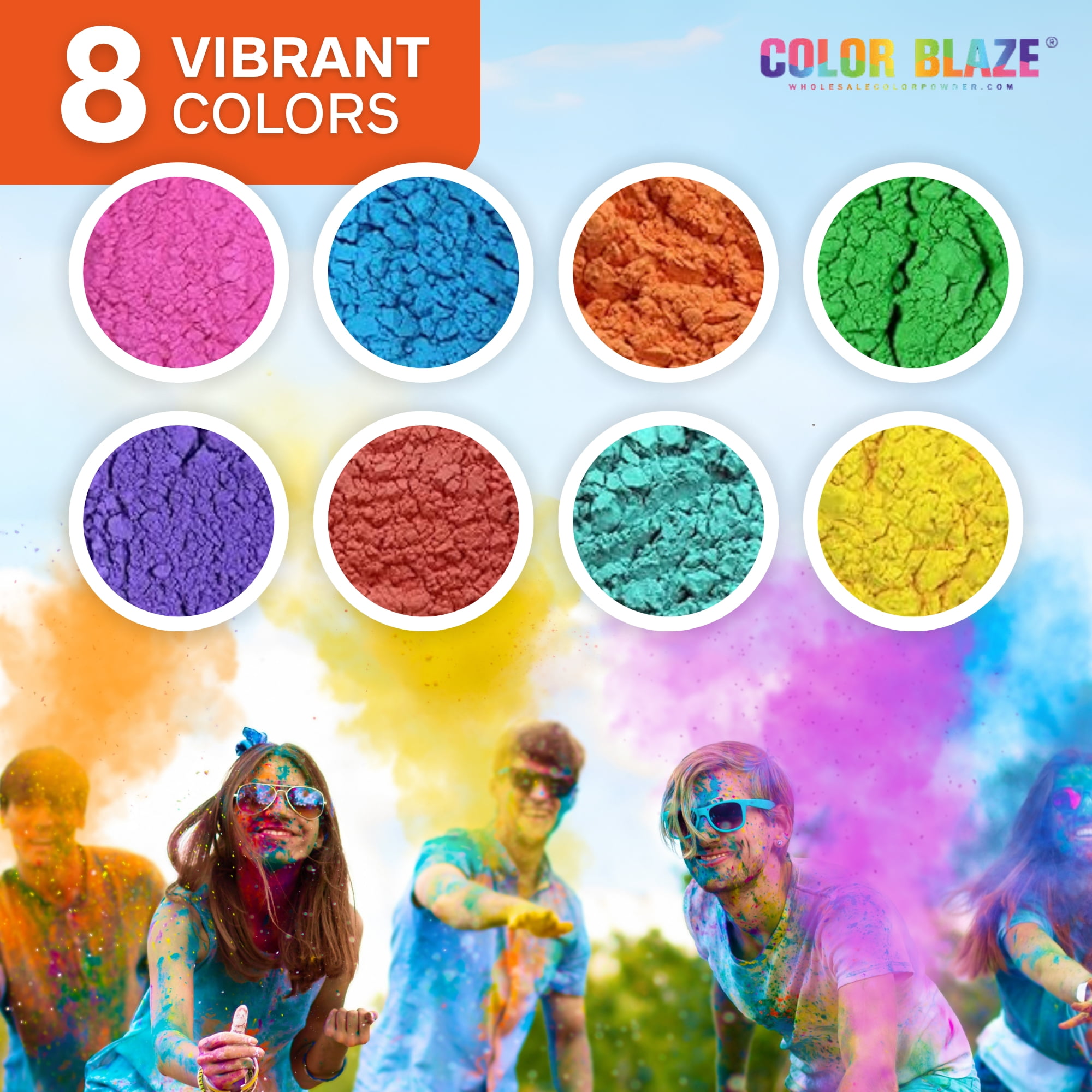 Pre-Filled Color Powder Balls – Perfect Backyard Color War Experience – 24 Pre-Filled Mesh Pouches – 8 Colors